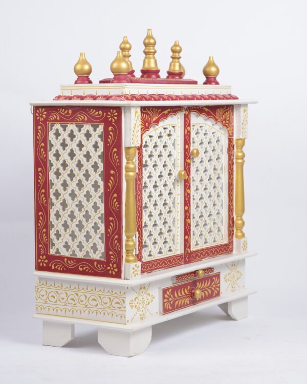 White and Red Pooja Mandir (Either Wall Mounted or Floor Rested) - Image 3