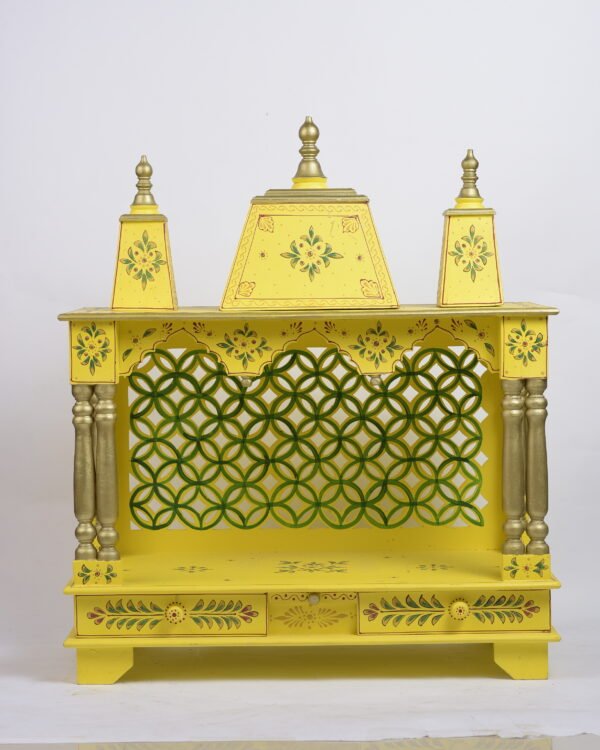 Indian Rosewood Pooja Temple Yellow