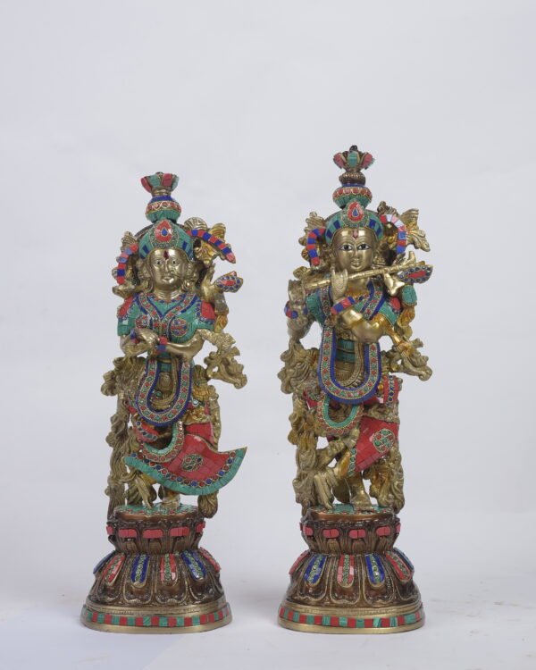 Stone Work Radha Krishna Pure Brass (20 inches)
