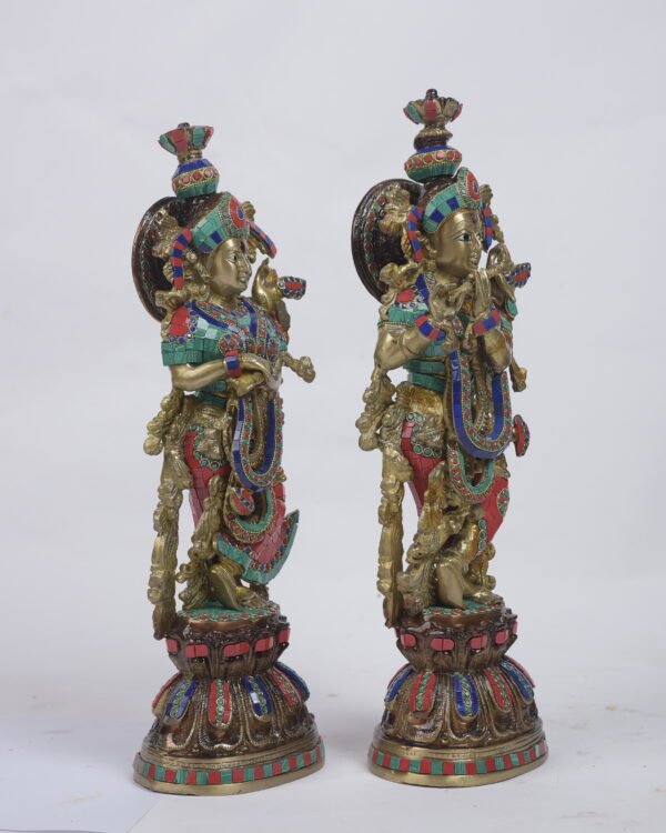Stone Work Radha Krishna Pure Brass (20 inches) - Image 3