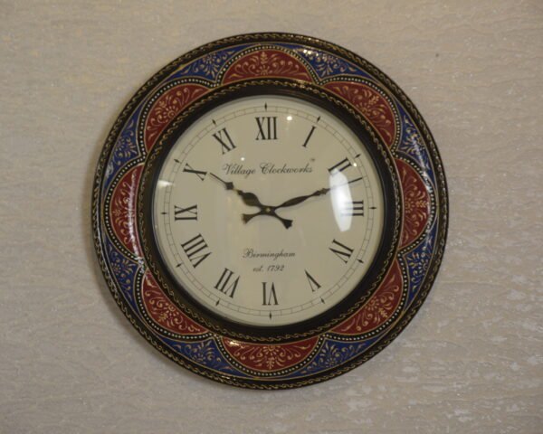 Blue and Red Wall Clock