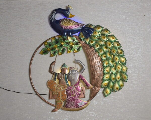 Radha Krishna Jhula with Peacock - Image 2