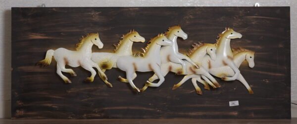 White Seven Horses with Frame - Image 2