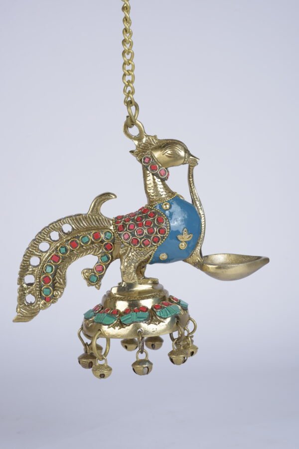 Stone Finish Peacock Hanging Diya