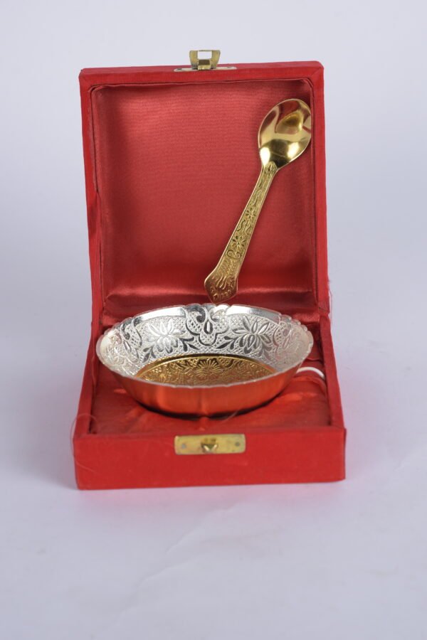 German Silver Gold and Silver Plated,Single Bowl with Spoon