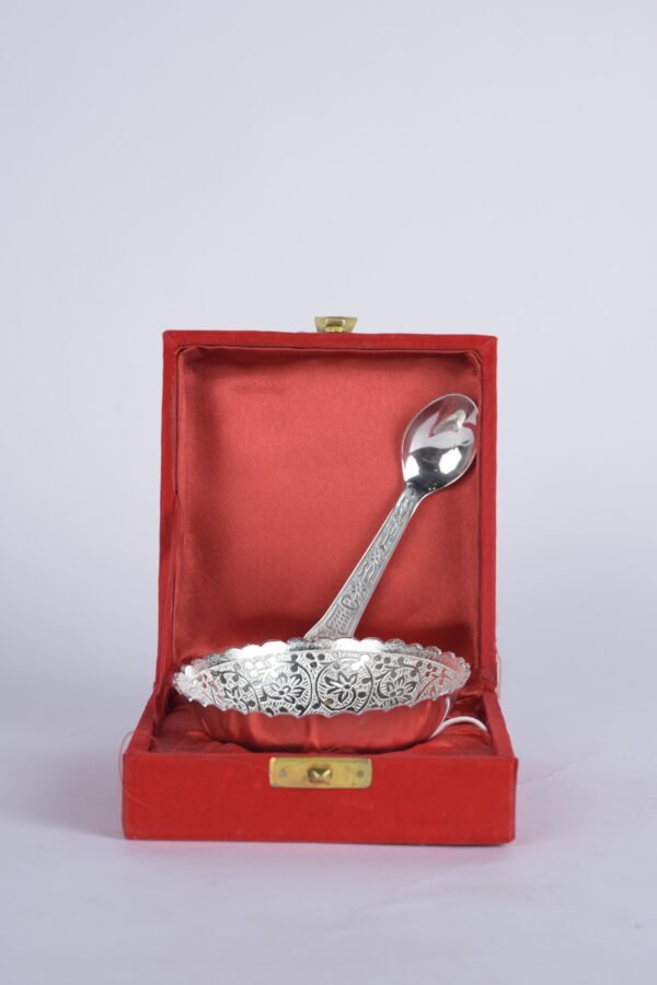 German Silver Single bowl and Spoon(Silver Plated)
