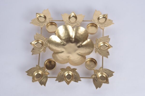 Square Lotus Diya Holder and Urli