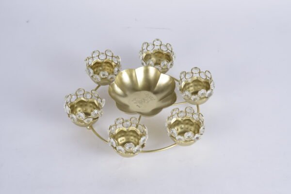 Six T-Light Candle Holders and Urli Small - Image 2
