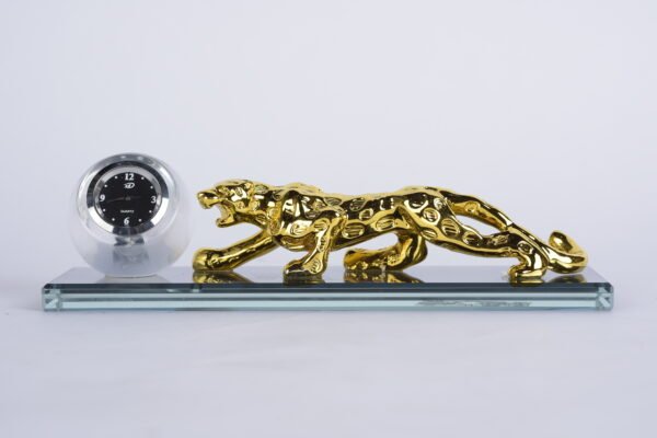 Cheetah Figurine with Clock