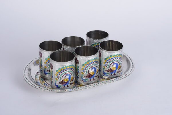 Minakari Tray with 6 glasses