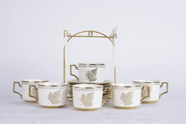 18 set tea cups, coasters and spoons (ceramic) - Image 4
