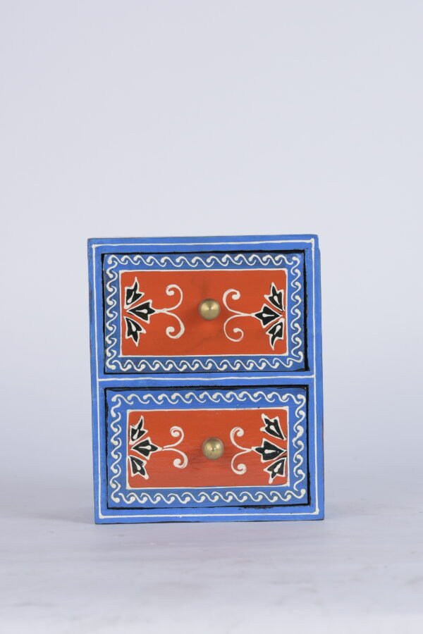 Blue and Red Wooden Box (7 inches)