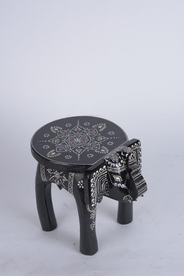 Black Wooden Stool - Image 2