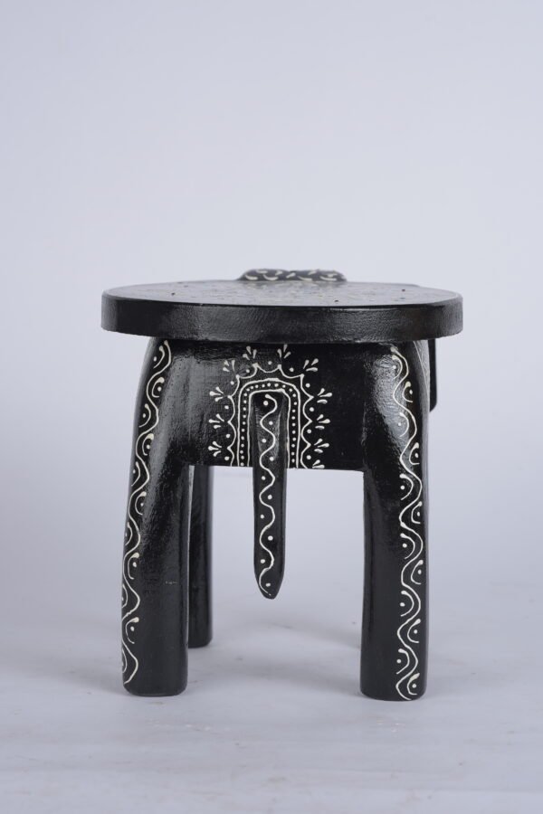 Black Wooden Stool - Image 3