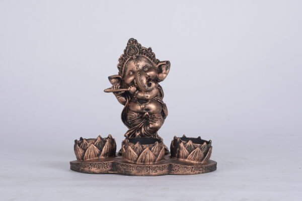 Antique Ganesha with Flute T-Light Candle Holder