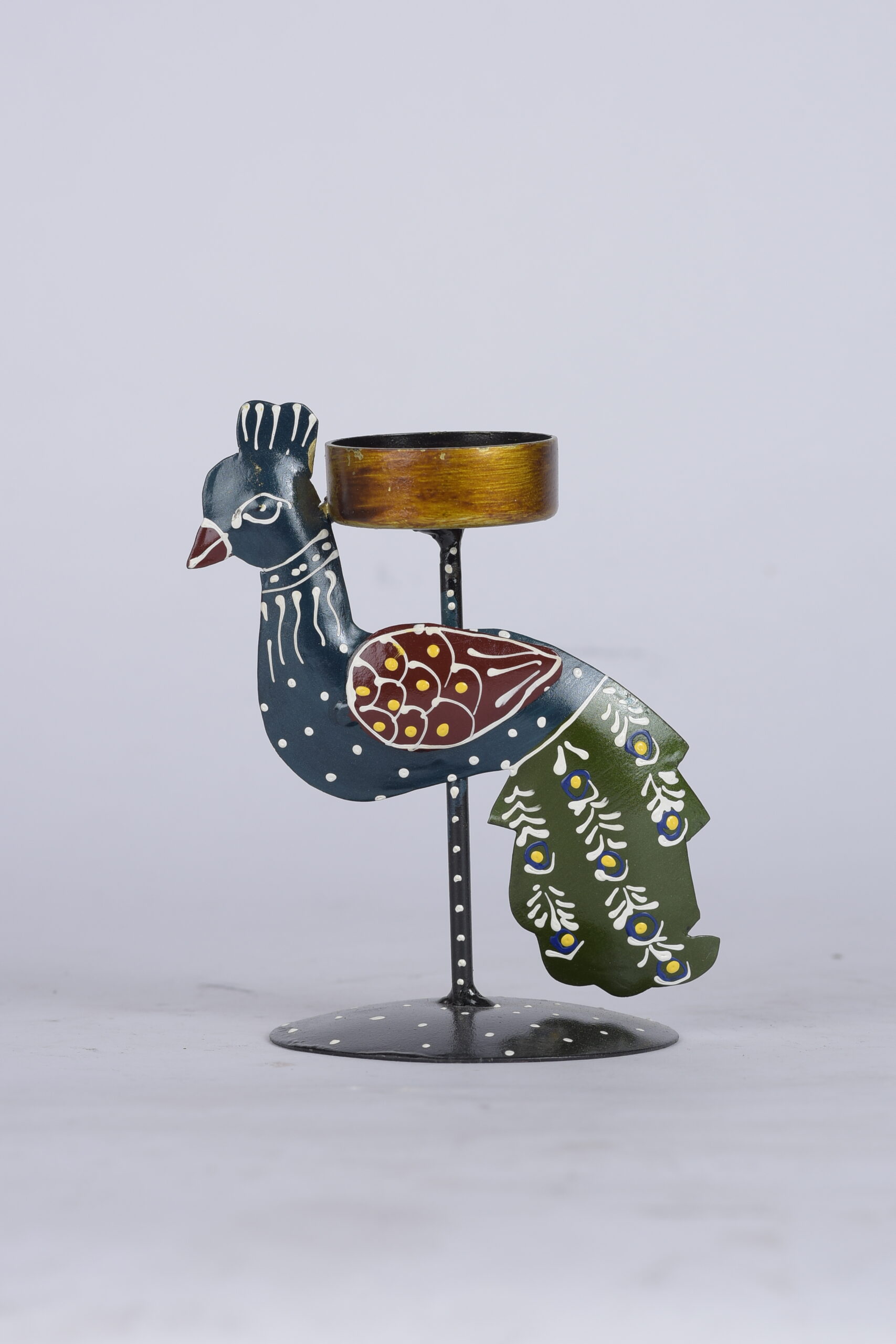 Single Peacock T-Light Candle Holder