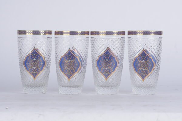 Blue Persian Motif Glass set of 4 (Pure Crystal)