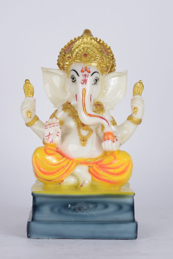 Marble Chowki Ganesh Coloured (15 inches)