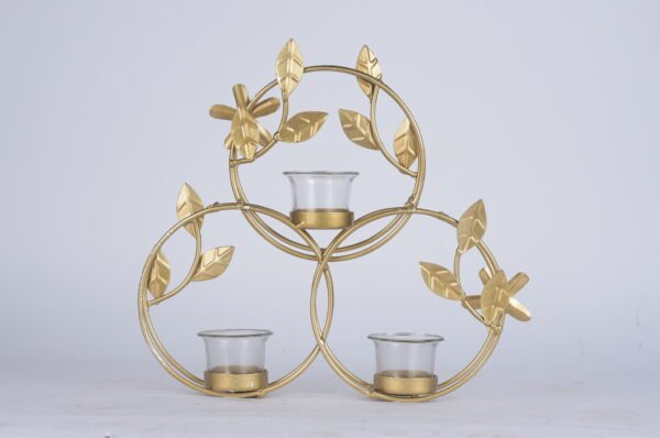 Three Circle Diya Holder with glass
