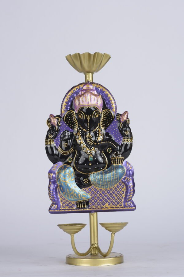 Black Coloured Ganesha Single T-Light Candle Holder