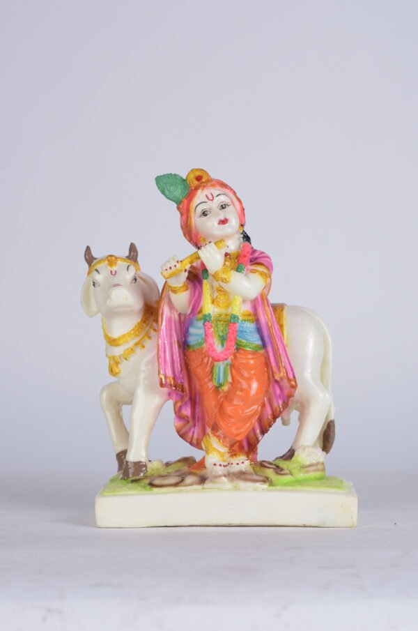 Krishna with Cow Marble (9 inches)