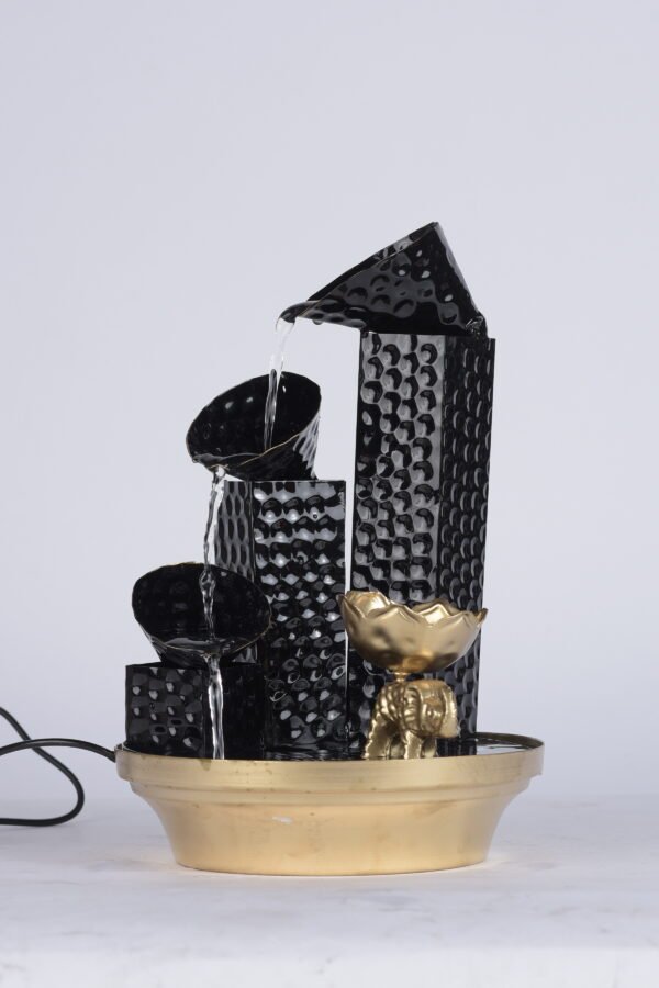 Hammered Black Finish Fountain with Elephant