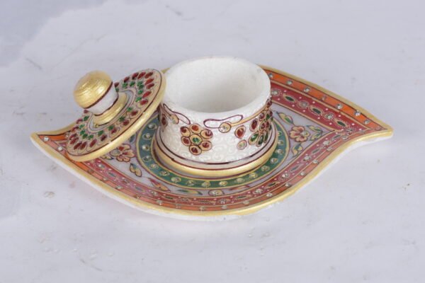 Marble Tray with Kum Kum Holder - Image 2